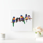 Horloge Carrée Oiseaux sur une branche (Maison)