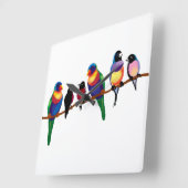 Horloge Carrée Oiseaux sur une branche (Angle)