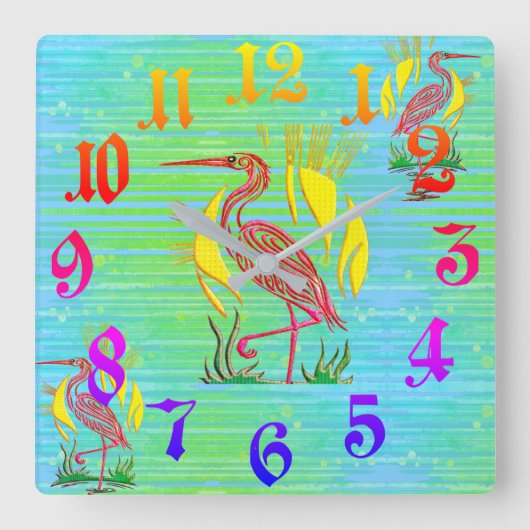 Horloge Carrée Oiseaux tropicaux (Recto)