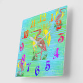 Horloge Carrée Oiseaux tropicaux (Angle)