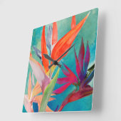 Horloge Carrée Oiseaux vivants du paradis (Angle)