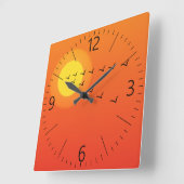 Horloge Carrée Oiseaux volant vers le soleil (Angle)
