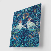 Horloge Carrée Oiseaux, William Morris (Angle)