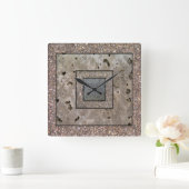 Horloge Carrée Old Concrete Square panel Wall Clock (Maison)