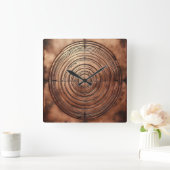 Horloge Carrée old copper circular grooves (Maison)