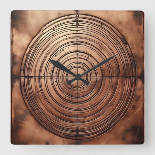 Horloge Carrée old copper circular grooves (Recto)
