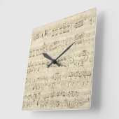 Horloge Carrée Old Music Notes (Angle)