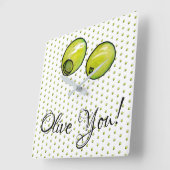 Horloge Carrée Olive (Angle)