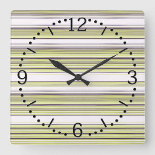 Horloge Carrée Olive and blue horizontal stripes.