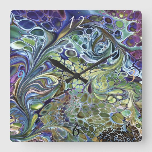 Horloge Carrée Olive vert, purple blue burgundy (Recto)