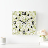 Horloge Carrée olive-white abstract fashionable modern pattern    (Maison)