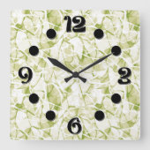 Horloge Carrée olive-white abstract fashionable modern pattern    (Recto)