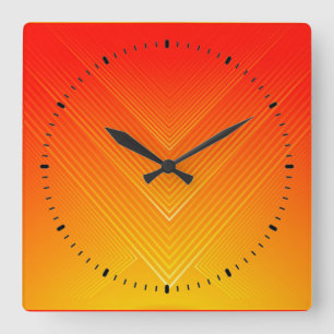 Horloge Carrée Ombre géométrique orange à jaune