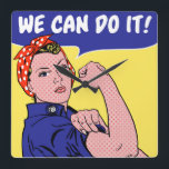 Horloge Carrée On Peut Le Faire ! Rosie le Riveter Remix Pop Art<br><div class="desc">Rosie le Riveter rencontre son match dans un remix funky inspiré des points de la série Licsteinien Ben-Day. Roy Lichtenstein est surtout connu pour ses bandes dessinées pointillées et emplies d'angoisse mettant en scène de belles dames en détresse. Mais cette dame est LOIN d'être en détresse ! Rosie est le...</div>