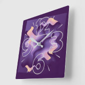 Horloge Carrée Ondes violettes (Angle)