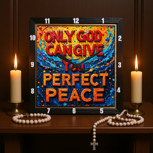 Horloge Carrée Only God Can Give You Perfect Peace Artwork