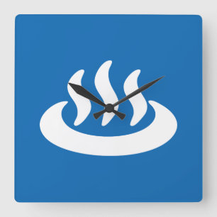 Horloge Carrée Onsen ♨ Hot Spring 温泉 Japanese Sign