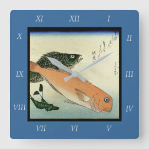 Horloge Carrée Oomon-hata & Shiro-amadai - Impression de poisson