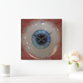 Horloge Carrée Optométriste Eye Doctor Spooky Fun Blue Eye Clock (Maison)