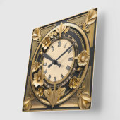 Horloge Carrée Or Art déco (Angle)