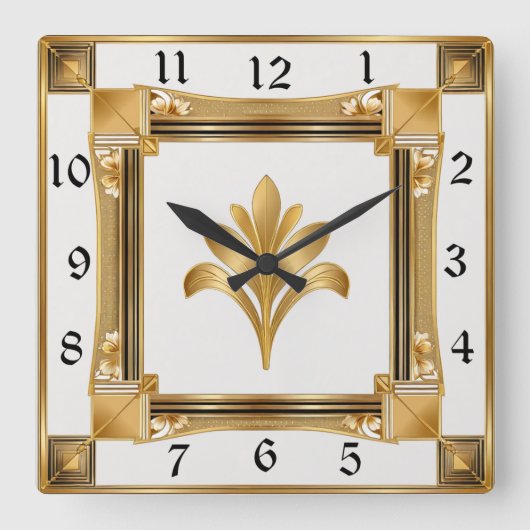 Horloge Carrée Or Art déco (Recto)