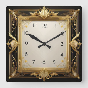 Horloge Carrée Or Art déco