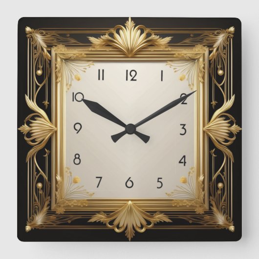 Horloge Carrée Or Art déco (Recto)