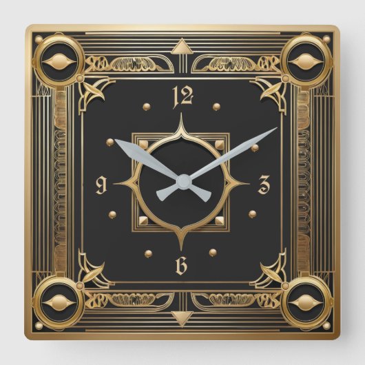 Horloge Carrée Or Art déco (Recto)