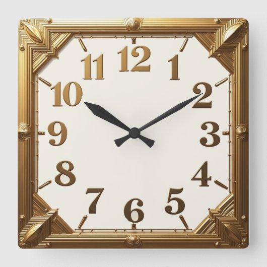 Horloge Carrée Or Art déco (Recto)