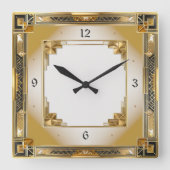 Horloge Carrée Or Art Déco élégant (Recto)