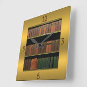 Horloge Carrée Or de Book Lover (Angle)