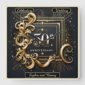 Horloge Carrée Or élégant : conception pour le 50e anniversaire (Recto)