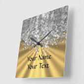 Horloge Carrée Or et fausse parties scintillant (Angle)