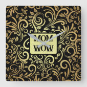 Horloge Carrée Or et noir - MOM - WOW | (Recto)