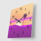 Horloge Carrée Or et violet d'île (Angle)