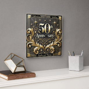 Horloge Carrée Or Jaillissant : 50 ans d'anniversaire