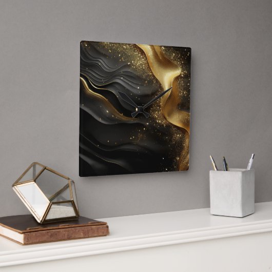 Horloge Carrée Or Noir Prinkle (Bureau)