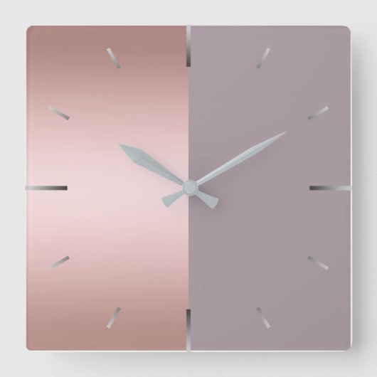 Horloge Carrée Or rose élégant et minimal et bloc pourpre de (Recto)
