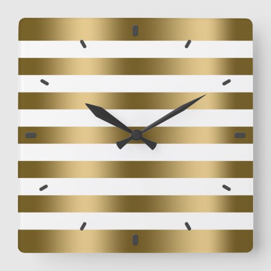 Horloge Carrée Or Stripes White Background (Recto)