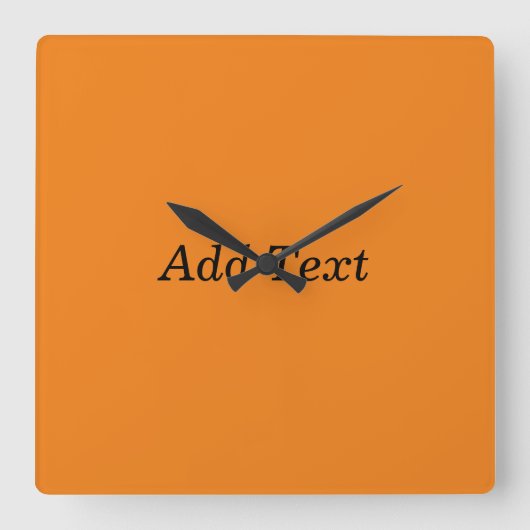 Horloge Carrée Orange Create Your Own Add Text Custom (Recto)