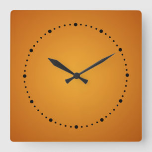 Horloge Carrée Orange doré Orange brûlé Rustique Joyeux