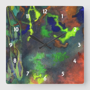 Horloge Carrée Orange Fusion Custom Clock