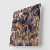 Horloge Carrée Orange Guana Art (Angle)