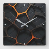 Horloge Carrée Orange noir (Recto)