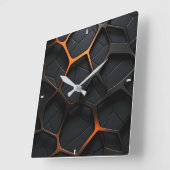 Horloge Carrée Orange noir (Angle)