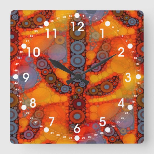 Horloge Carrée Orange Purple Southwestern (Recto)