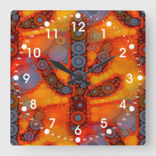 Horloge Carrée Orange Purple Southwestern