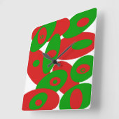 Horloge Carrée Orbes rouge, verte et blanche (Angle)