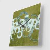 Horloge Carrée Orbes vertes I (Angle)