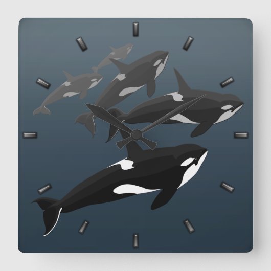 Horloge Carrée Orca Whale Clock Killer Whale Decor Whale (Recto)